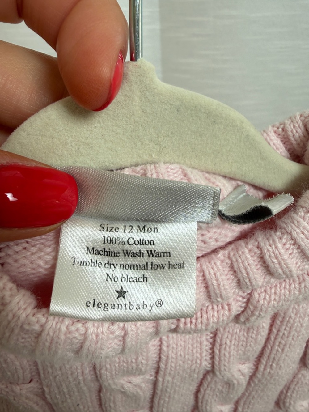 Elegant Baby Pink Cable Knit One Piece Romper Cozy Luxury | Size 12M - Picture 12 of 12